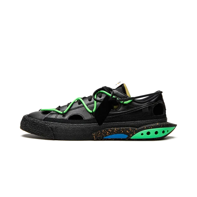 Nike Blazer Low Off-White - Black / Electro Green Mens
