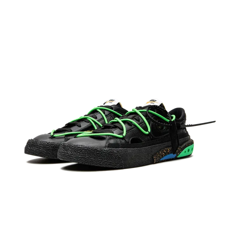 Nike Blazer Low Off-White - Black / Electro Green Mens