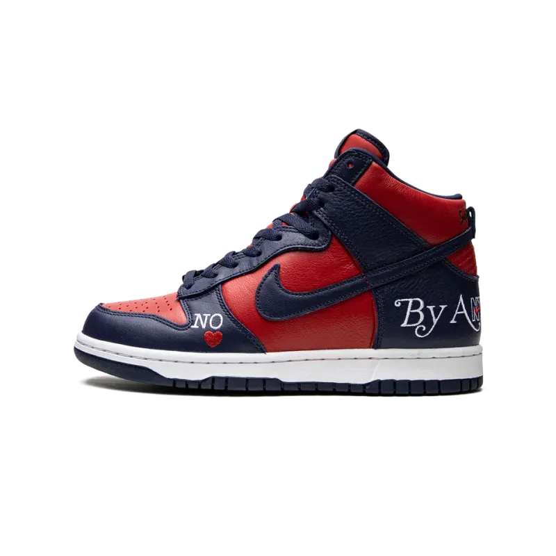 Nike SB Dunk High Supreme - By Any Means - Navy/Red Mens