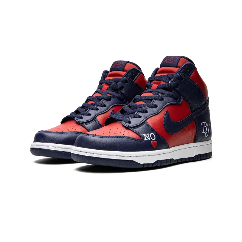 Nike SB Dunk High Supreme - By Any Means - Navy/Red Mens