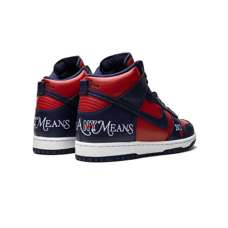 Nike SB Dunk High Supreme - By Any Means - Navy/Red Mens
