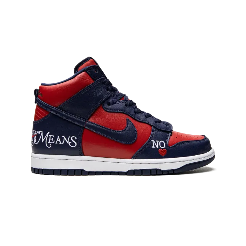 Nike SB Dunk High Supreme - By Any Means - Navy/Red Mens