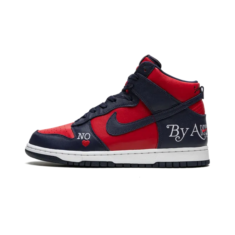 Nike SB Dunk High Supreme - By Any Means - Navy/Red Mens