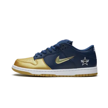 Nike SB Dunk Low Supreme - Jewel Swoosh Gold/Navy Mens