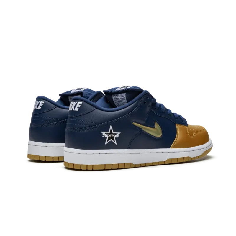 Nike SB Dunk Low Supreme - Jewel Swoosh Gold/Navy Mens