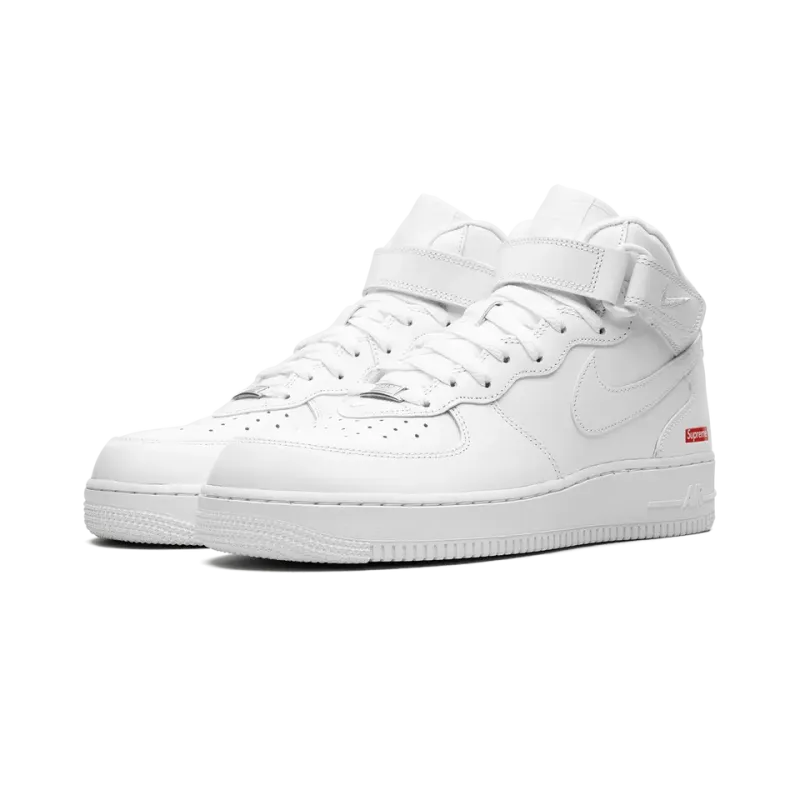 Nike Air Force 1 Mid Supreme - Mini Box Logo White Mens