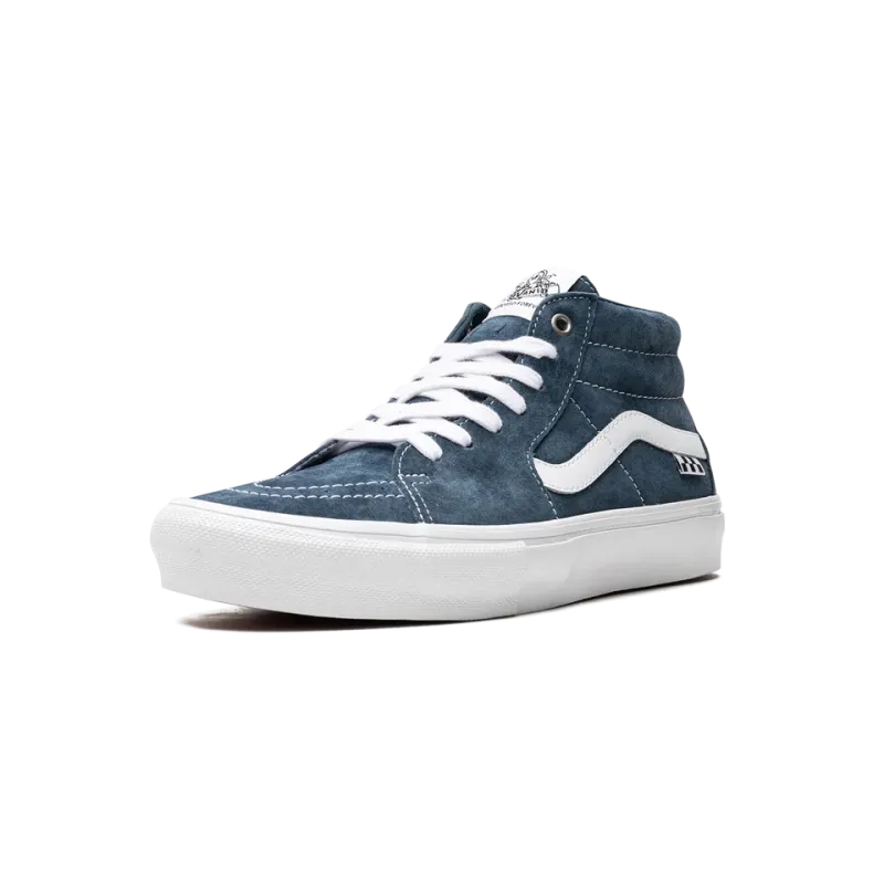 Vans Pig Suede Skate Grosso Mid Blue/White Mens