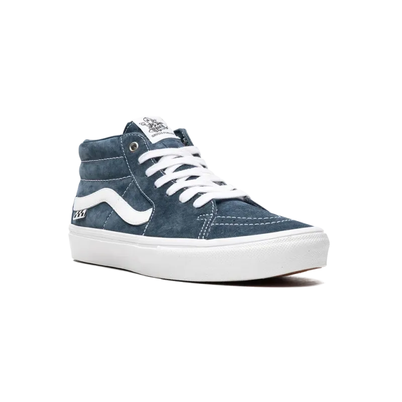 Vans Pig Suede Skate Grosso Mid Blue/White Mens